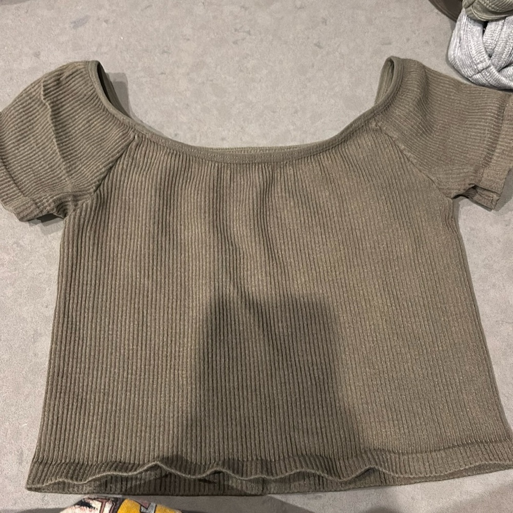 Free People Green Cropped Tee